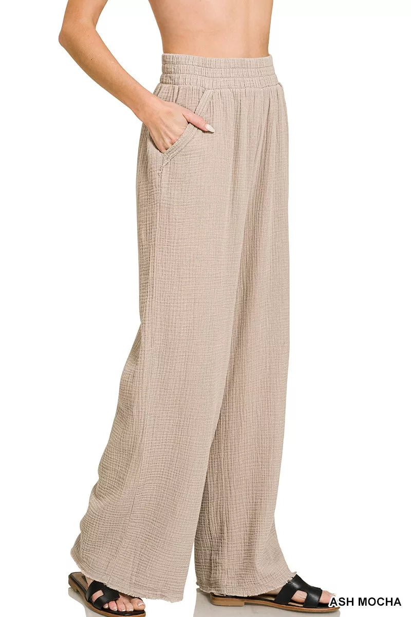 Zenana Outfitters Women’s Double Gauze Cotton Lounge Pants