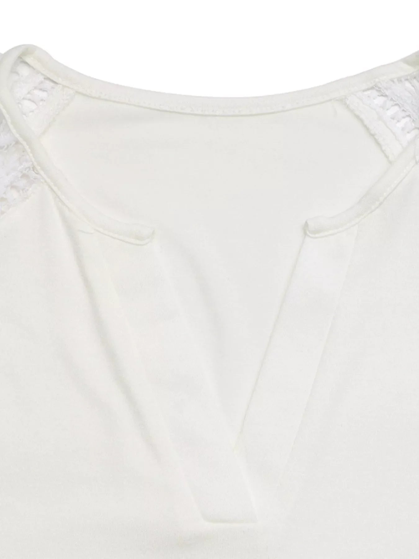 Women’s Lace Sleeve Notched Neck Blouse