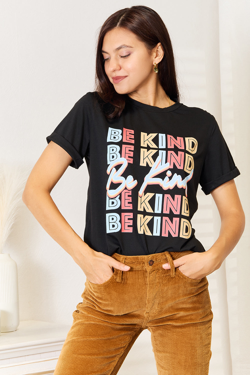 Simply Love “Be Kind” Graphic Round Neck T-Shirt for Everyday Wear