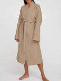 Tights & Tights Women’s Waffle Knit Tie Waist Lounge Nightgown