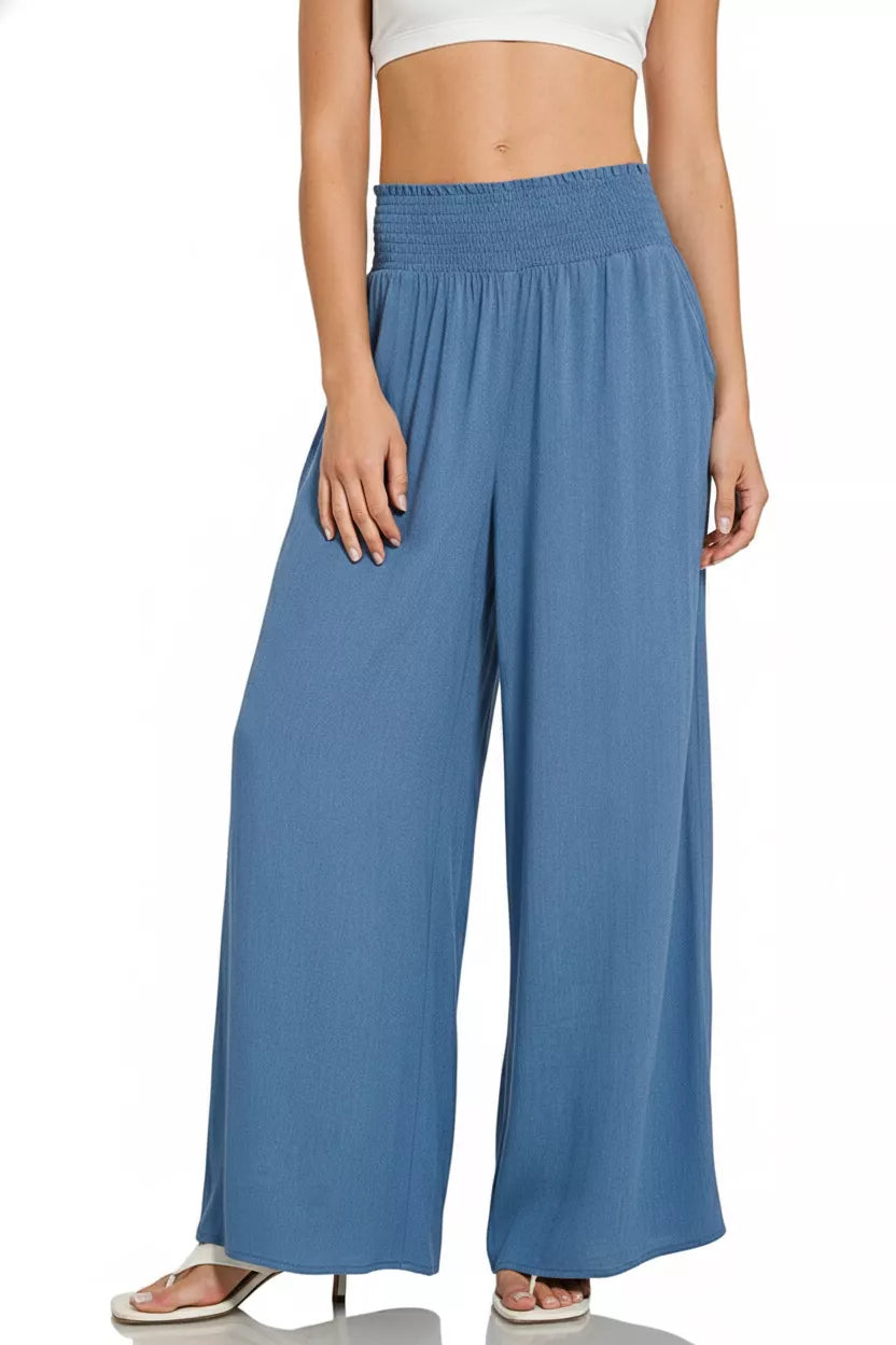 Zenana Women’s Smocked Waist Wide Leg Lounge Pants
