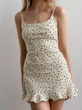 Floral Ruffle Hem Cami Lounge Dress for Women – Soft & Relaxed Fit