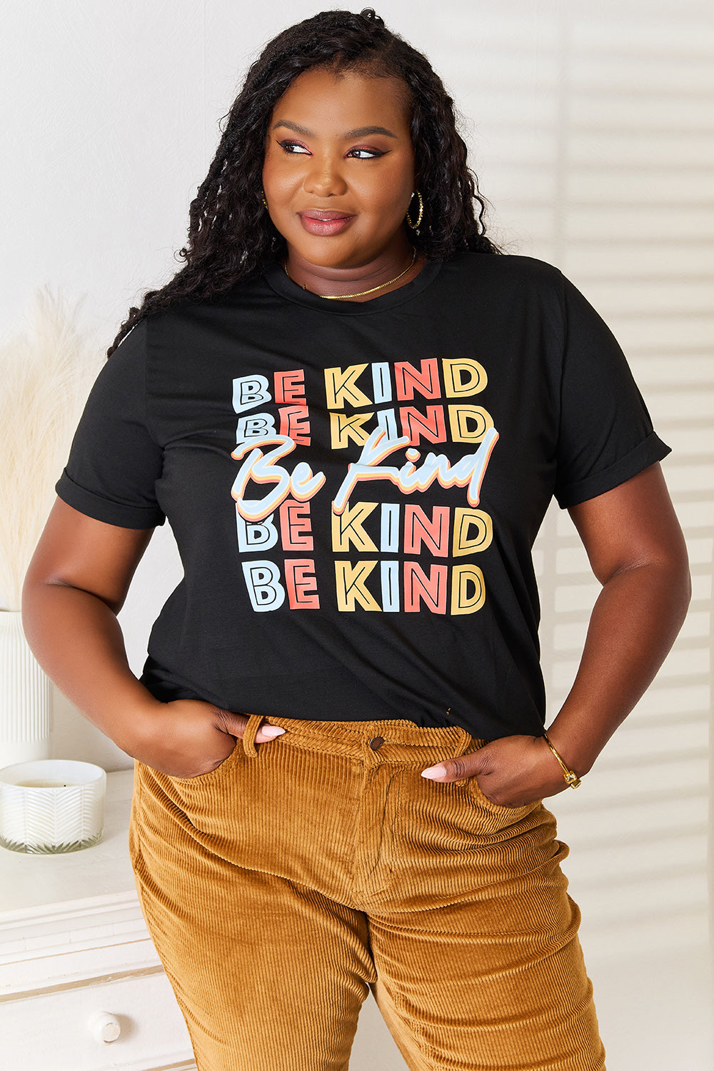 Simply Love “Be Kind” Graphic Round Neck T-Shirt for Everyday Wear