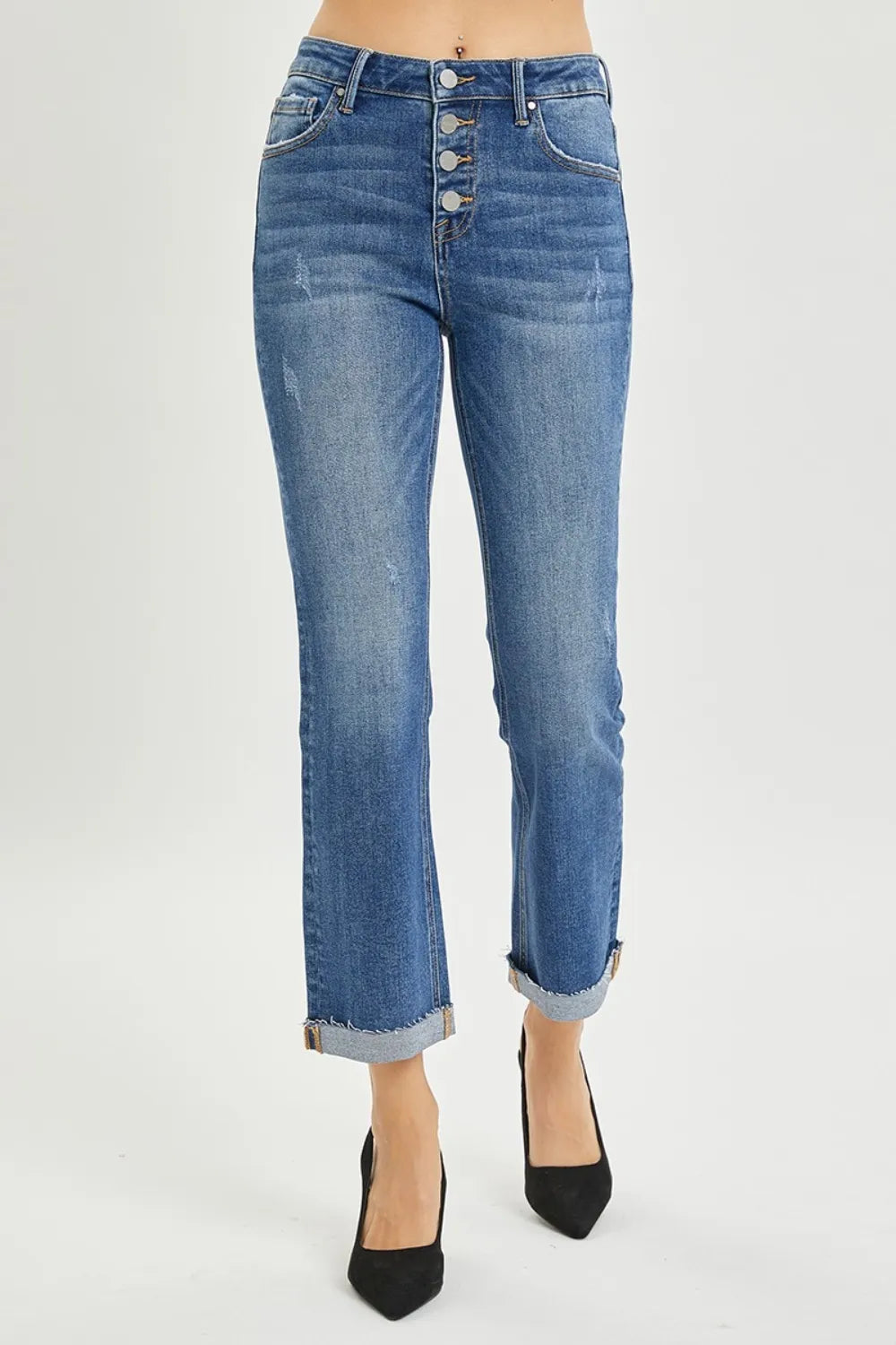 RISEN Jeans Women’s Cropped Bootcut Jeans with Button Fly