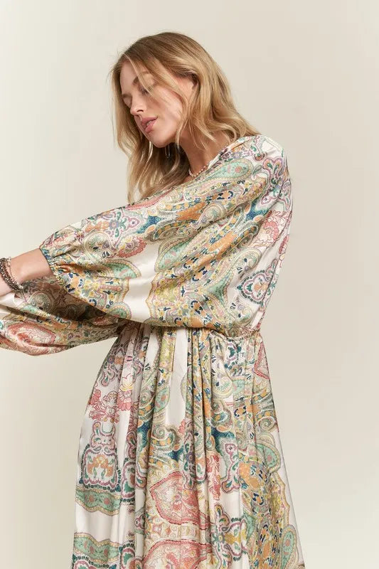 ADORA Women’s Printed V-Neck Batwing Sleeve Dress