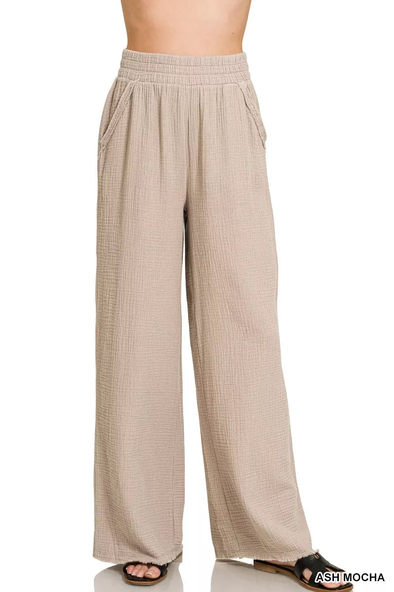 Zenana Outfitters Women’s Double Gauze Cotton Lounge Pants