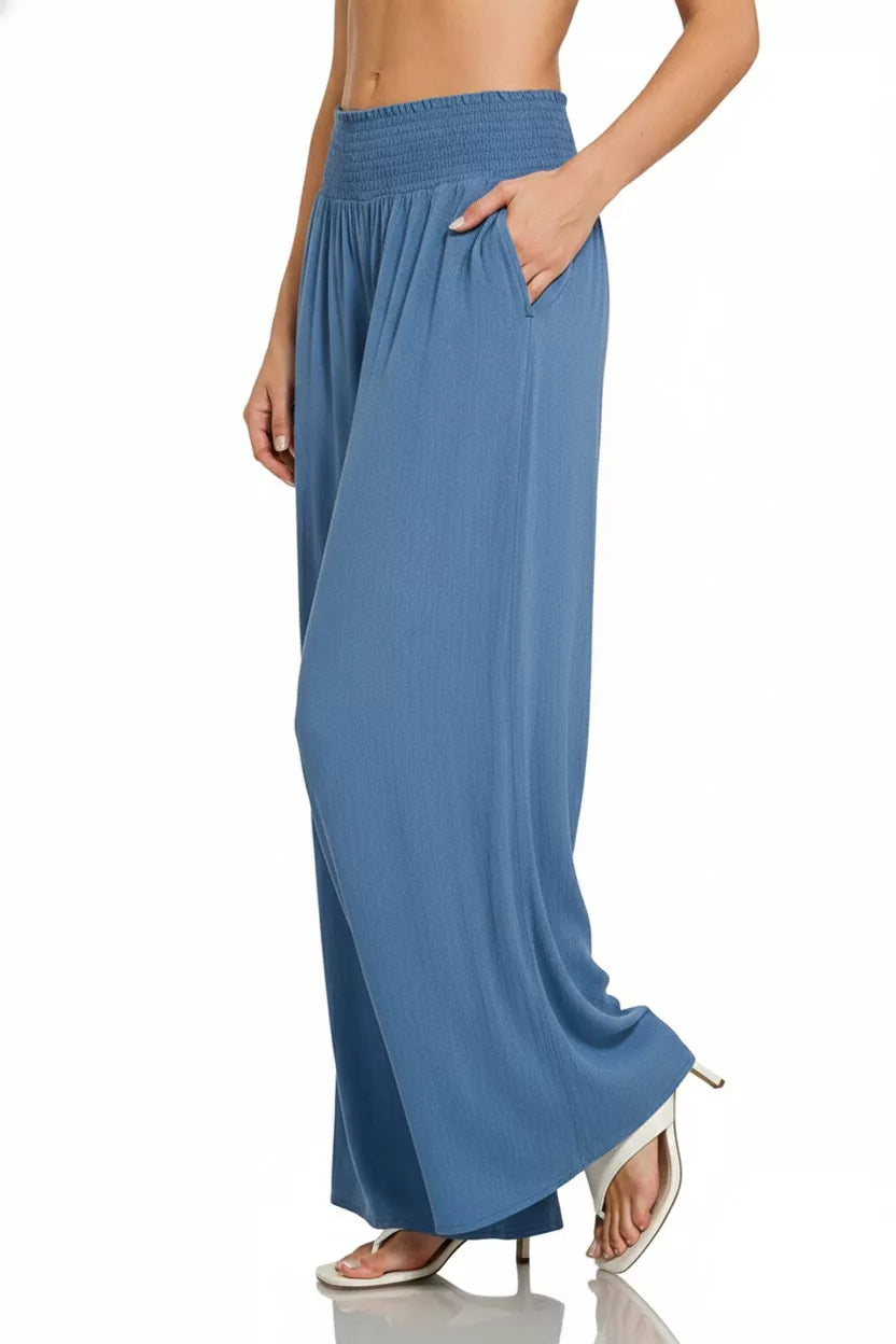 Zenana Women’s Smocked Waist Wide Leg Lounge Pants