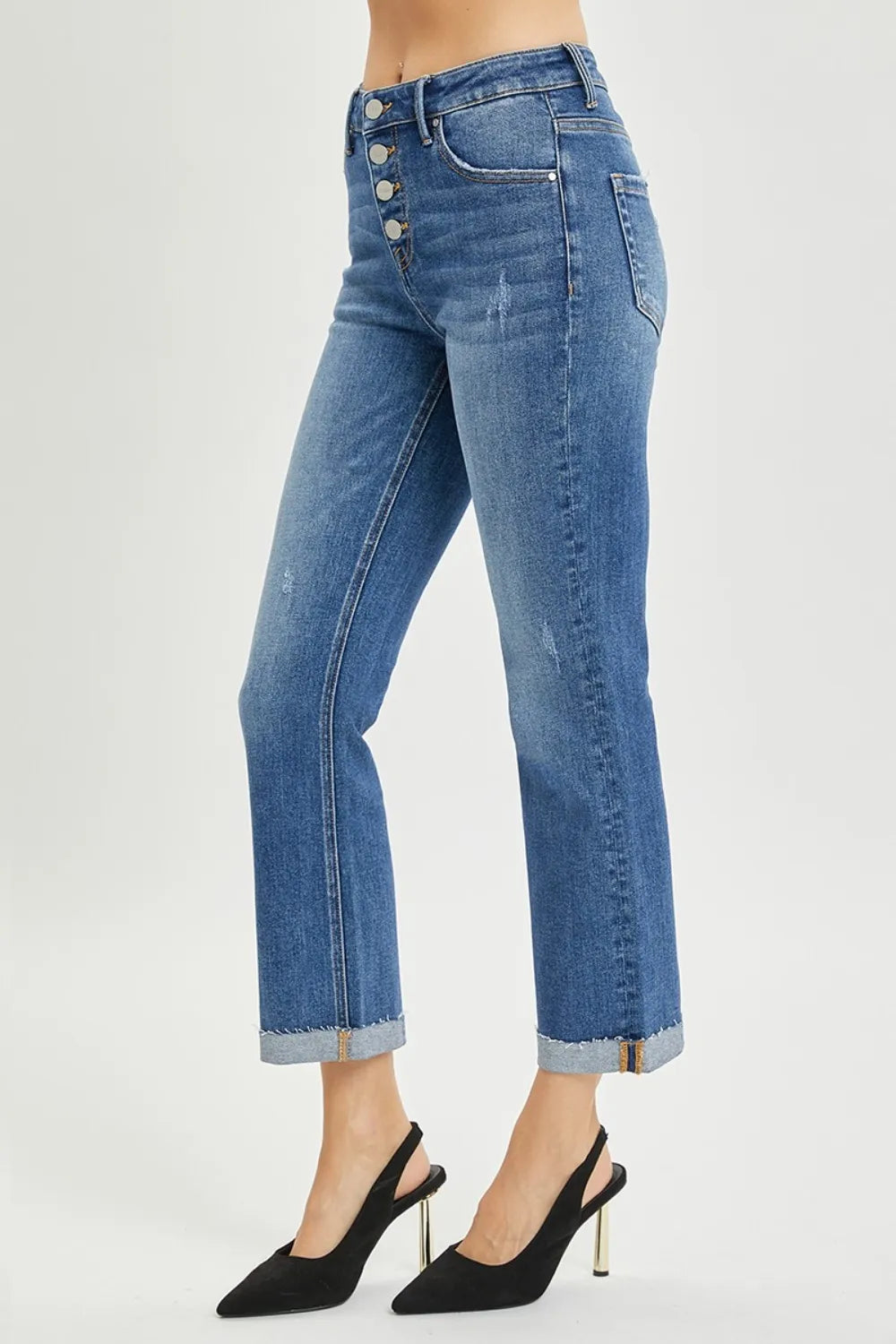 RISEN Jeans Women’s Cropped Bootcut Jeans with Button Fly