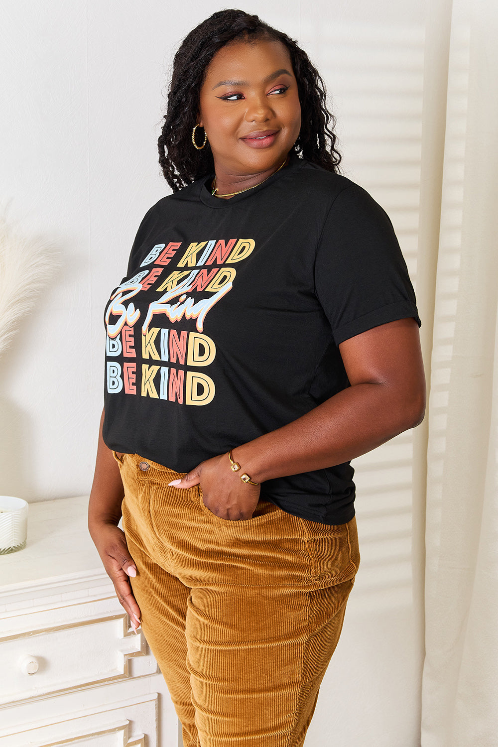 Simply Love “Be Kind” Graphic Round Neck T-Shirt for Everyday Wear