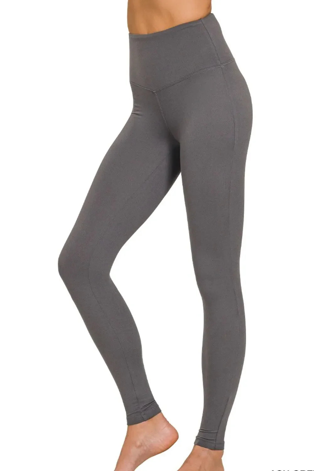 Zenana Premium Microfiber Leggings with Wide Waistband for Women