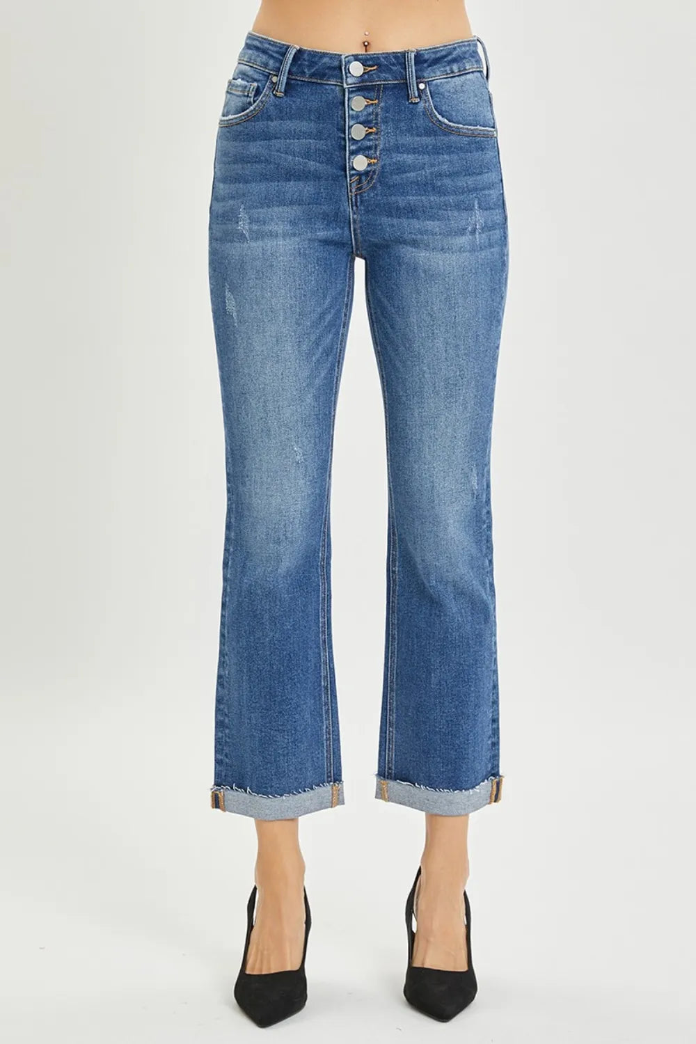 RISEN Jeans Women’s Cropped Bootcut Jeans with Button Fly