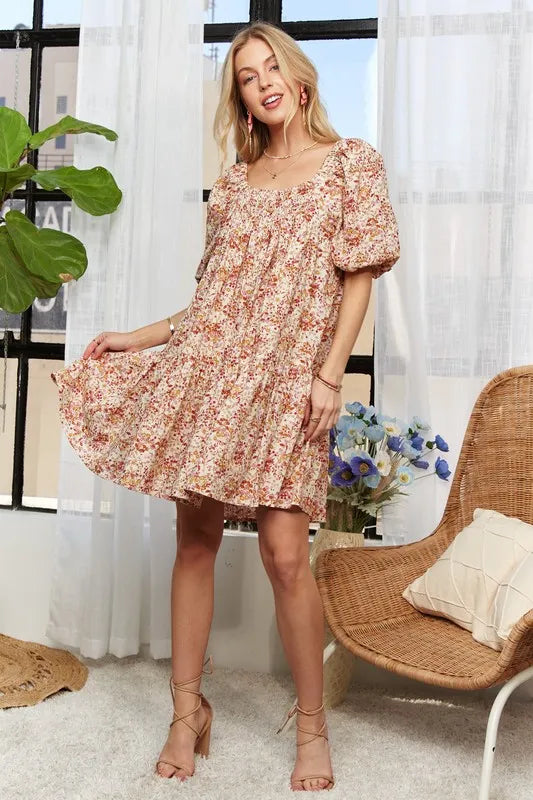 ADORA Women’s Printed V-Neck Batwing Sleeve Dress