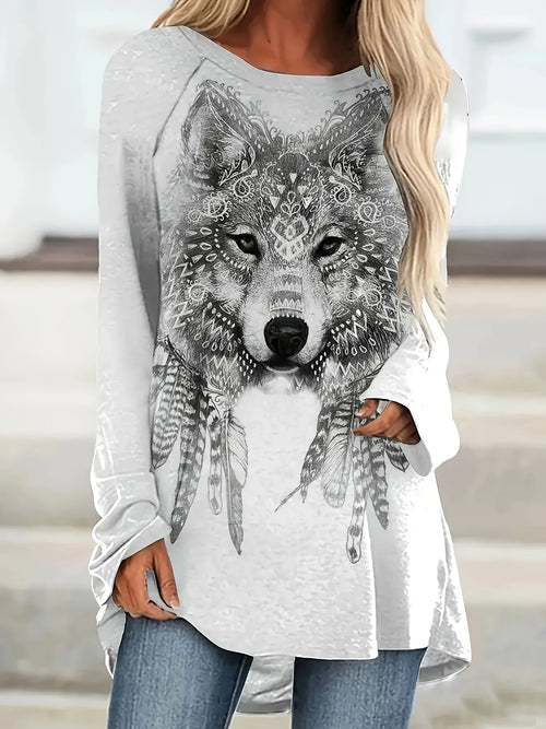 Bohemian Wolf Graphic Long Sleeve Unisex T-Shirt