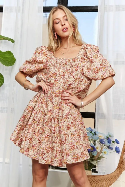 ADORA Women’s Printed V-Neck Batwing Sleeve Dress