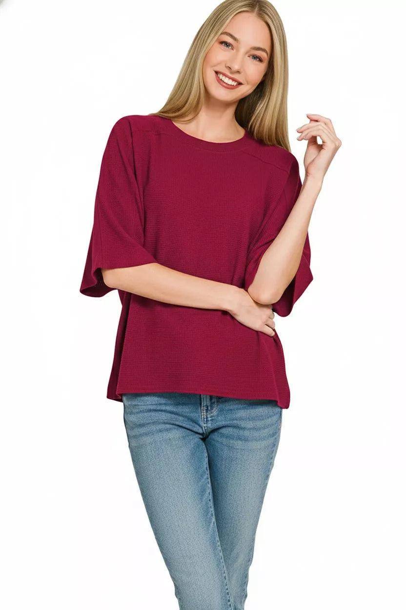 Zenana Women’s Double Knit Short Sleeve Top – Comfortable & Stylish