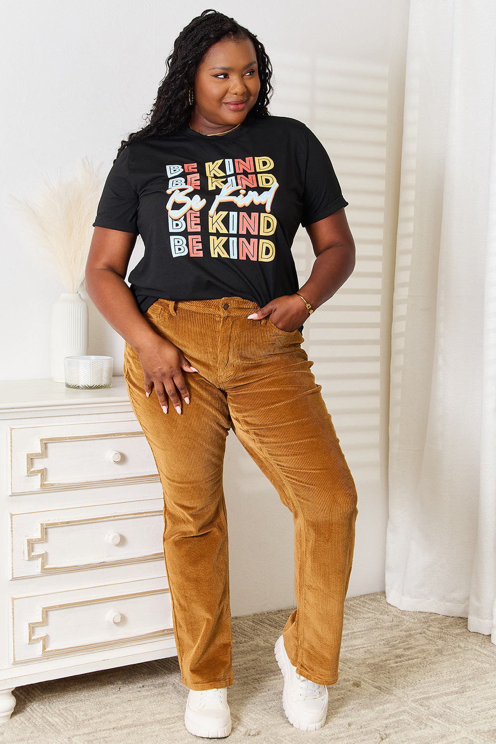 Simply Love “Be Kind” Graphic Round Neck T-Shirt for Everyday Wear