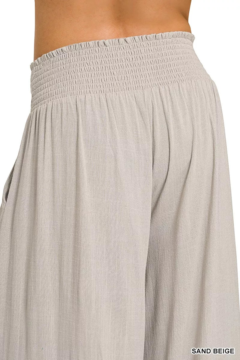Zenana Outfitters Women’s Smocked Waist Wide Leg Lounge Pants