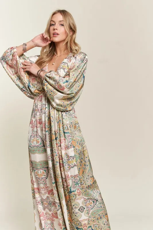 ADORA Women’s Printed V-Neck Batwing Sleeve Dress