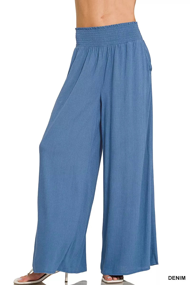 Zenana Women’s Smocked Waist Wide Leg Lounge Pants