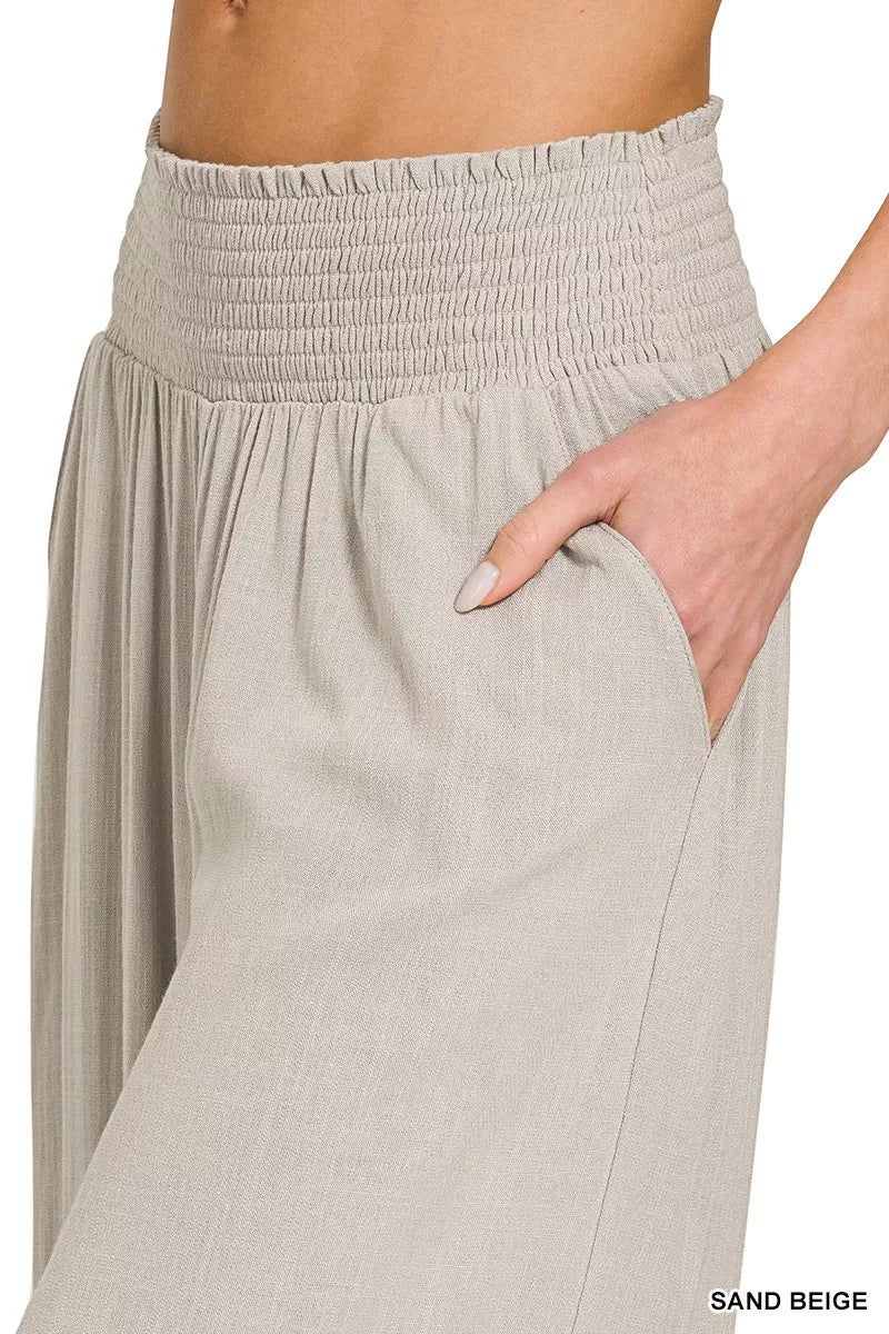 Zenana Outfitters Women’s Smocked Waist Wide Leg Lounge Pants