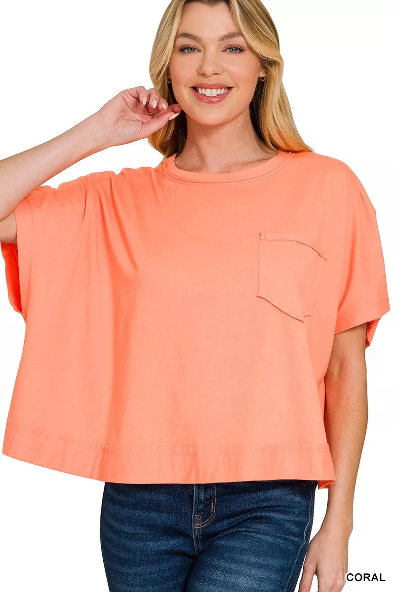 Zenana Exposed Seam Boxy Top – Trendy Women’s Casual Cotton Tee