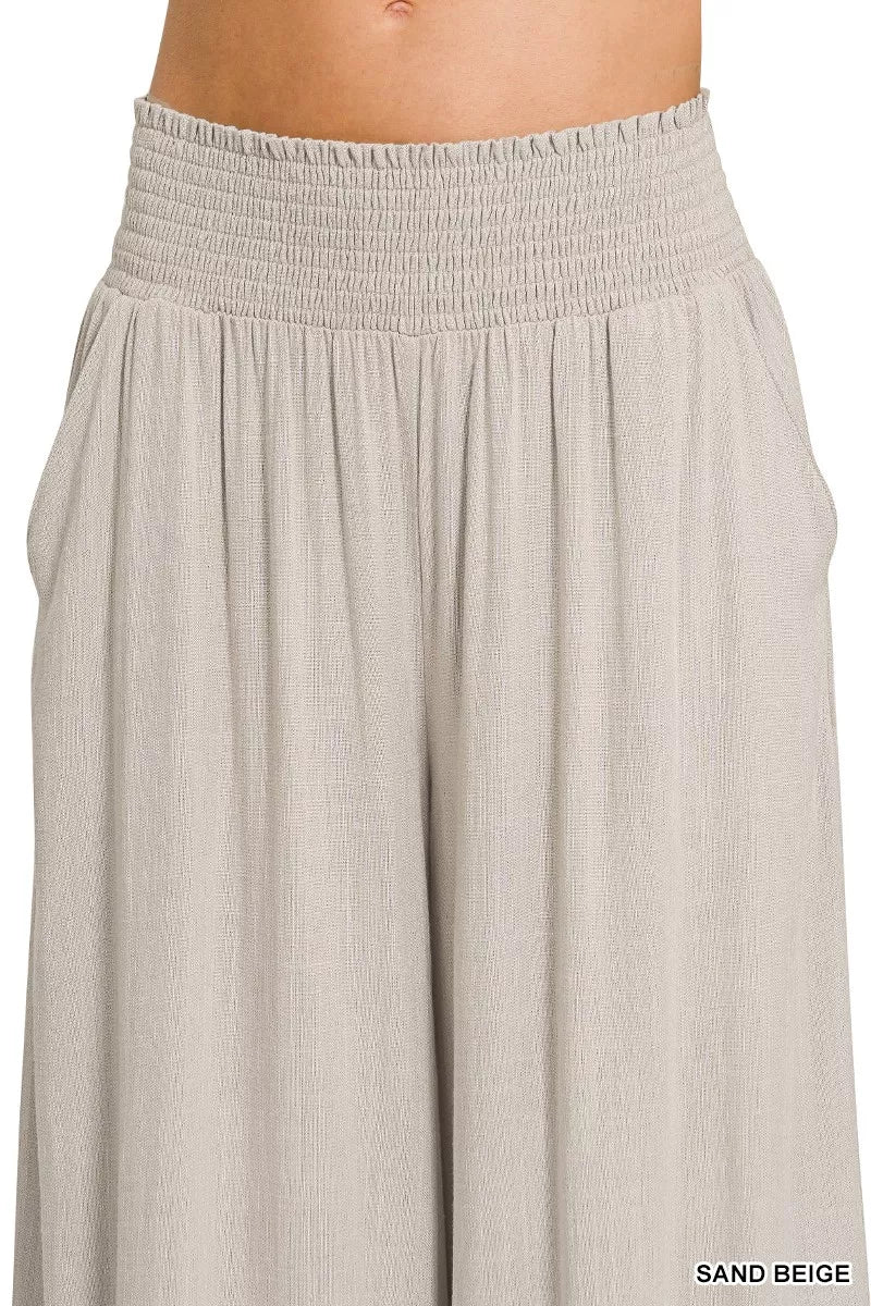 Zenana Outfitters Women’s Smocked Waist Wide Leg Lounge Pants