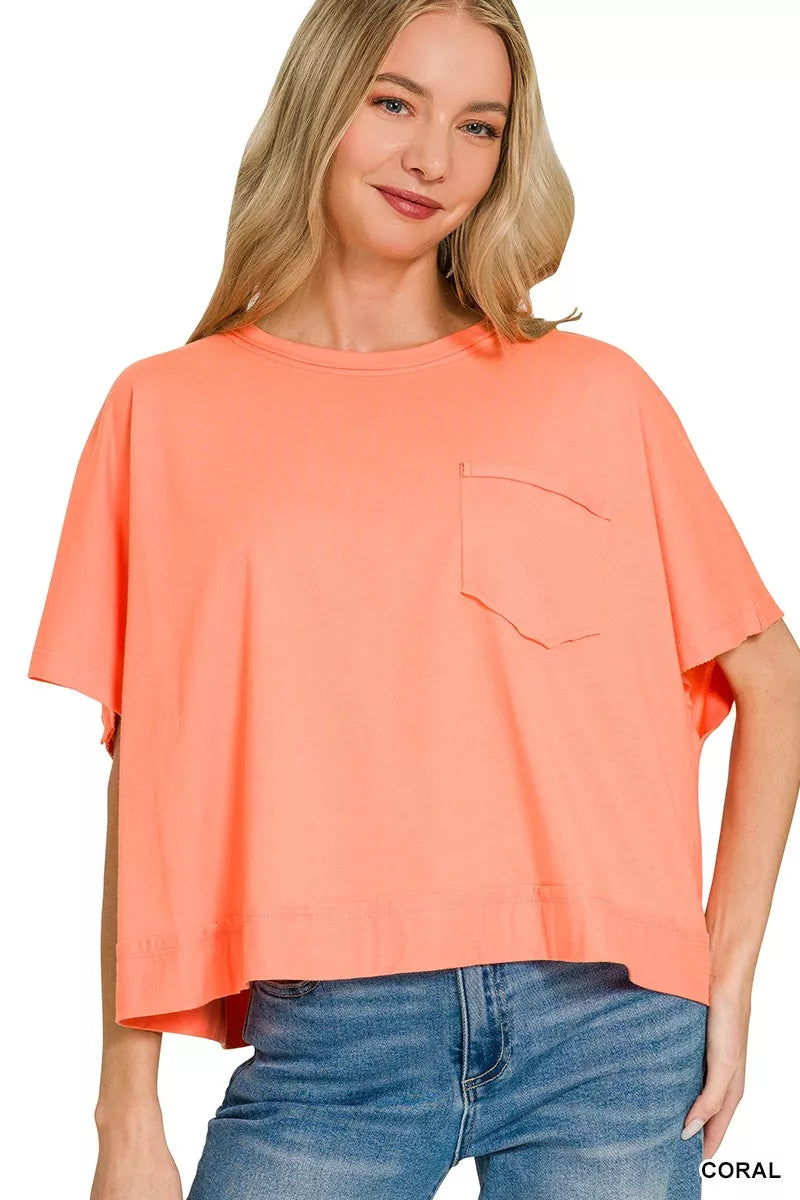 Zenana Exposed Seam Boxy Top – Trendy Women’s Casual Cotton Tee